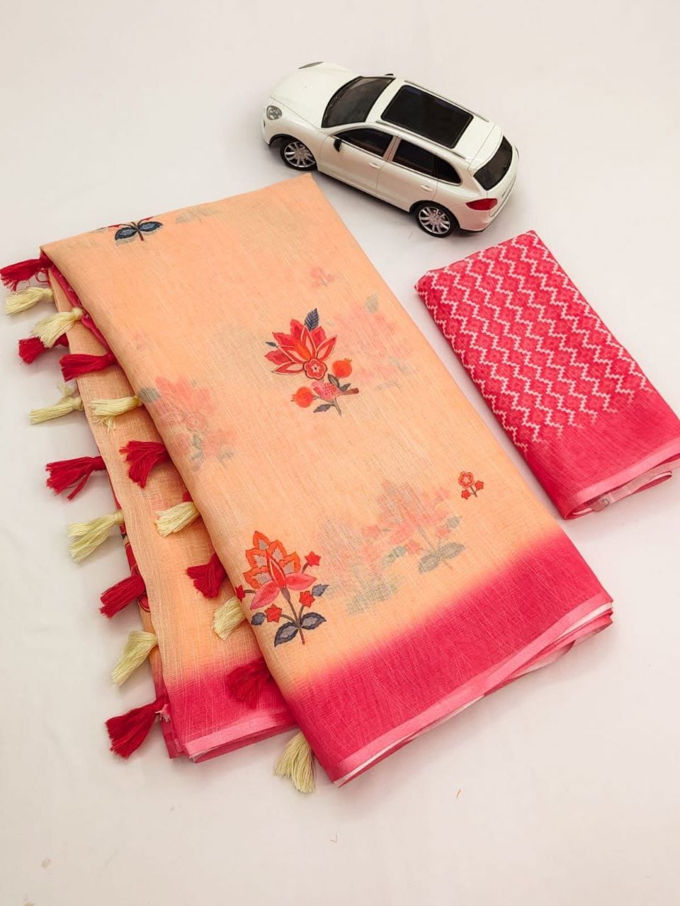 MG 348 Linen Digital Printed Non Catalog Sarees Wholesale Market In Surat